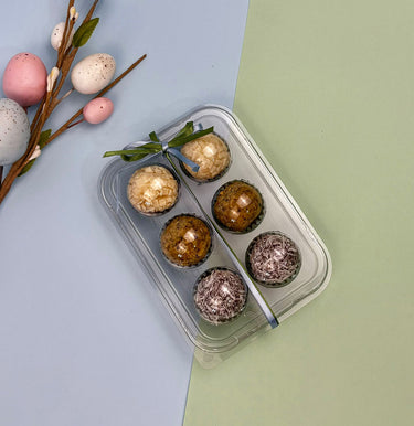 Caja de caramelos transparente/transparente con 6 cavidades (Pack de 5)